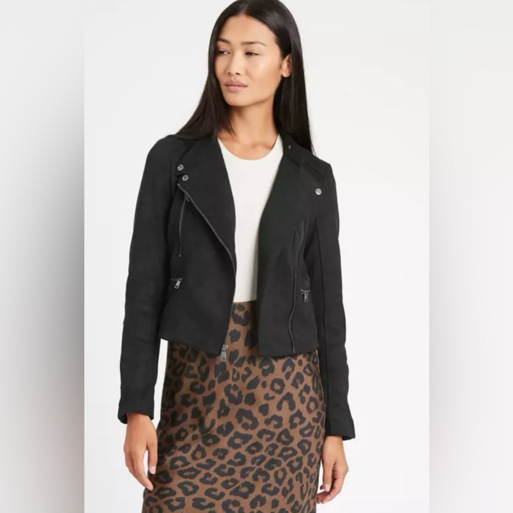 Banana Republic Black Bomber Jacket with Asymmetrical Zipper
